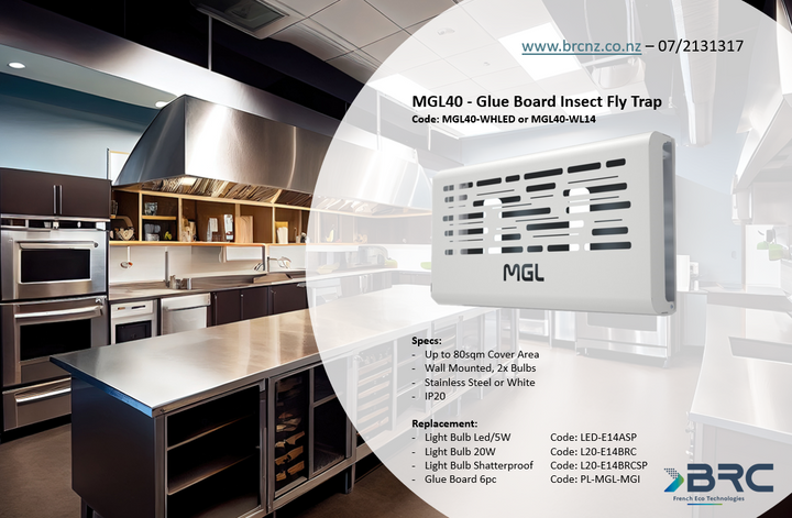 MGL40 - UV-A Glue Board Insect Light - Stainless Steel